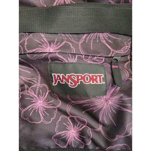 Vintage Jansport Duffel Bag Pink Black Floral Overnight Travel 23" X 14" x 11" - Picture 6 of 13